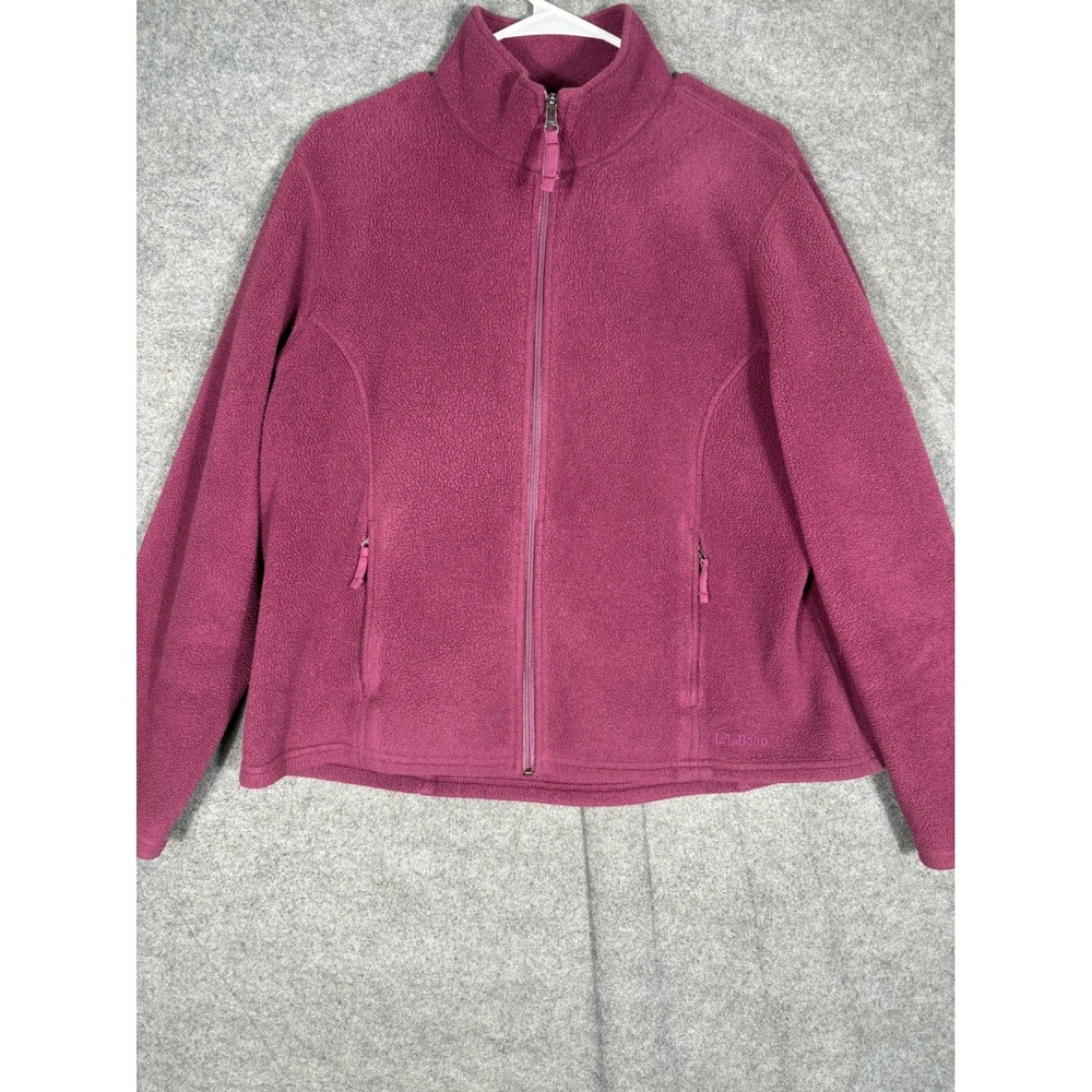 LL Bean Polartec Fleece Jacket Womens XL Regular Purple Full Zip Mock Neck OALA5